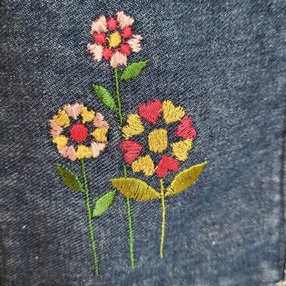 Western Denim Vest  Embroidered Horse Floral Handcrafted Unique Equestrian - Picture 8 of 12